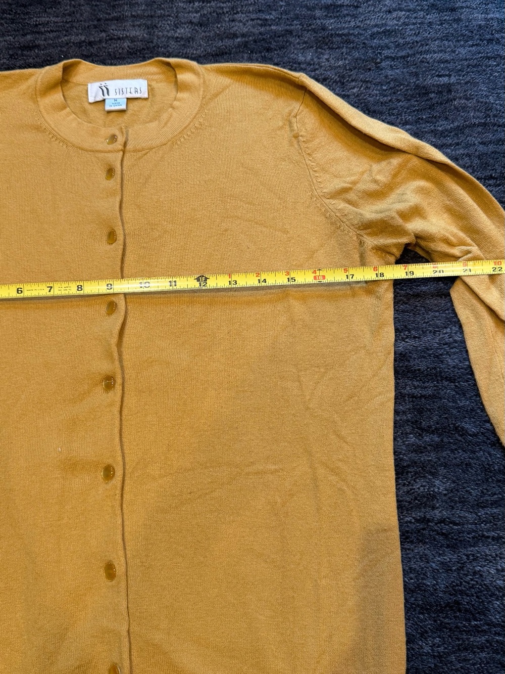 Vintage Mustard Yellow Button-Front Women's Stretch Cardigan Sweater